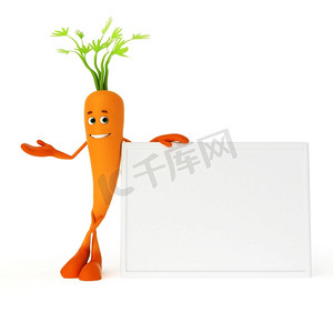 角色配饰摄影照片_食物角色胡萝卜的3D渲染插图