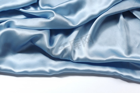 蓝色丝绸背景近距离隔离