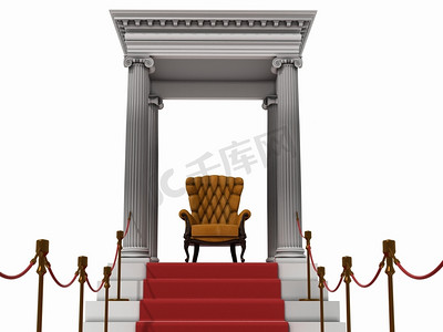 红毯一端的老板扶手椅(3D渲染)