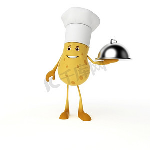 卡通食品食物摄影照片_食品角色-土豆的3D渲染插图