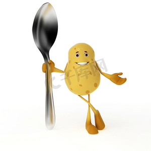 食物角色的3d渲染的例证-土豆