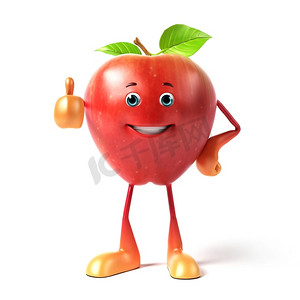 红苹果的3D渲染插图