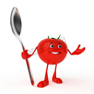 食品角色西红柿的3D渲染插图