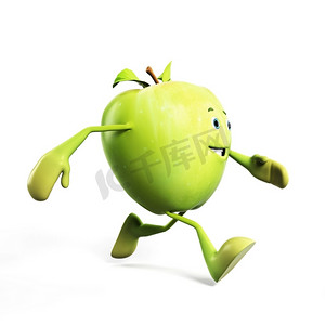 苹果角色的3D渲染插图