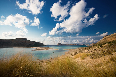 希腊克里特岛巴洛斯海滩的夏景
