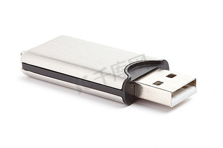 记忆中2022摄影照片_白色背景下隔离的USB闪存驱动器