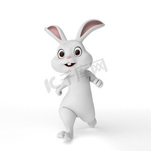 嫦娥的兔子摄影照片_一只可爱的复活节兔子的3D渲染插图