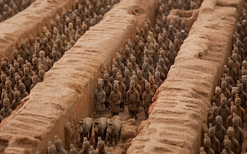 军队展板摄影照片_著名的中国兵马俑照片