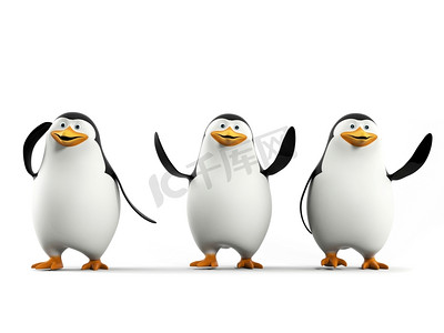 企鹅3d摄影照片_一个酷企鹅的3d渲染的例证