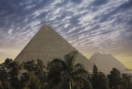 吉萨金字塔，开罗，埃及，宁静场景，神秘，过去，纪念碑，旧废墟，埃及文化