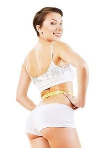 白色背景下有节制的女性减肥