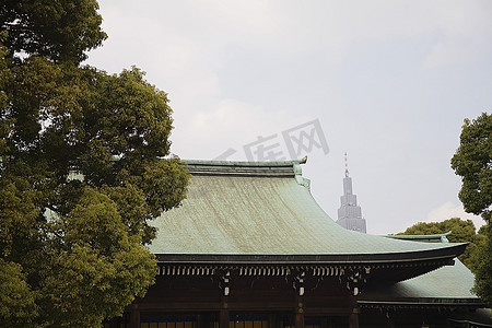 明治神社背后的摩天大楼