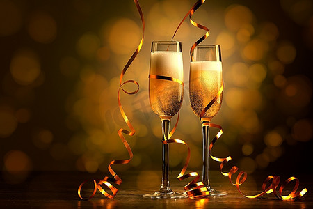 18352摄影照片_准备好迎接新年的两个香槟酒杯