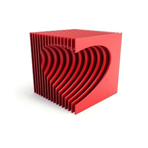 红色象征情人节的心，孤立的3D渲染