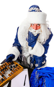 圣诞老人正在计算他的开支，孤立在白人身上