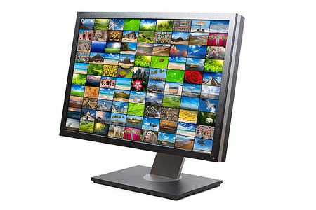 现代LCD高清电视屏幕，白色背景隔离图片库
