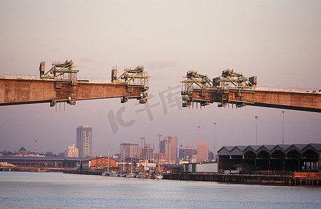 海港摄影照片_桥梁建设，澳大利亚墨尔本