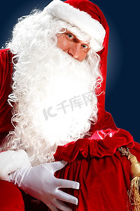 圣诞老人与他的魔术礼物红色袋子充满礼物