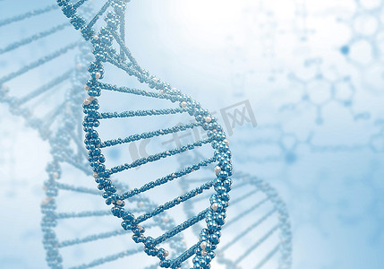生物基因摄影照片_彩色背景下DNA结构的数字图解