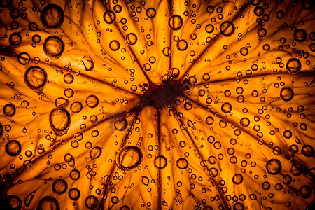柑橘以泡泡收尾，抽象的背景