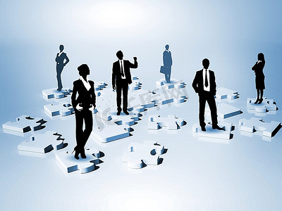 社交网络和人物形象的象征矢量剪影绘画