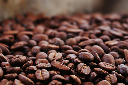 咖啡豆纹理摄影照片_咖啡豆收尾作为背景