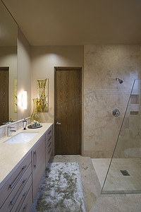 棕榈泉之家有带淋浴的照明浴室