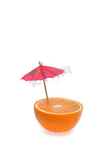 橙片，白色配鸡尾伞