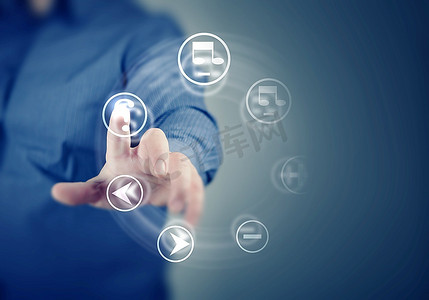 在触摸屏上手动按抽象虚拟按钮卡通动漫人物屏幕截图