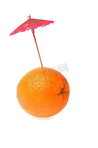 橙色，带鸡尾伞，白色隔开