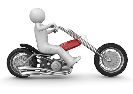 摩托骑手直升机-白色背景下的3D角色隔离系列