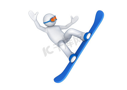 人物系列摄影照片_单板滑雪(白色背景3D隔离运动人物系列)