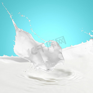 流体彩色摄影照片_在彩色背景上浇上白牛奶水花
