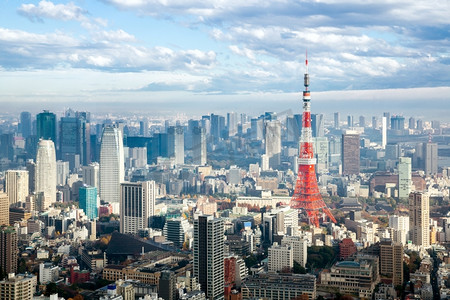 日本天际线城市景观的东京塔