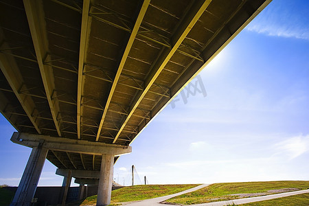美国密西西比州，大桥，低角景观