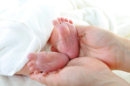 小宝宝的脚摄影照片_妈妈手中的小宝宝的脚