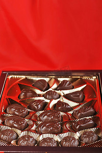 金箔盒，各种巧克力，红色背景