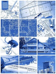 用建筑和建筑相关的形象制作的拼贴画