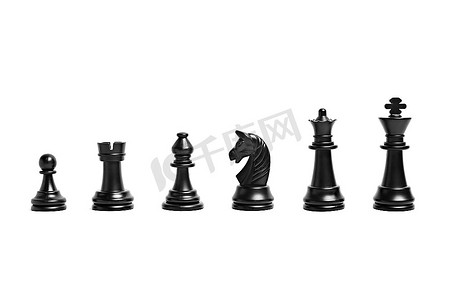 白色背景下孤立的国际象棋人物