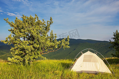 绿色草原上的帐篷