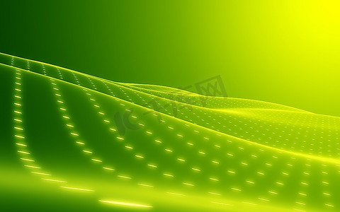 波浪抽象摄影照片_抽象背景为绿色。拷贝空间。时尚媒体高科技背景。