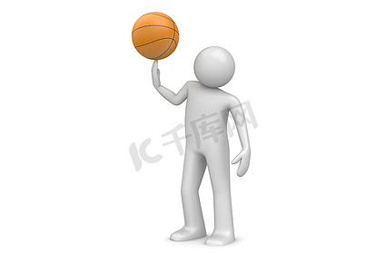 圆旋转摄影照片_篮球运动员(3D白底孤立人物，体育系列片)