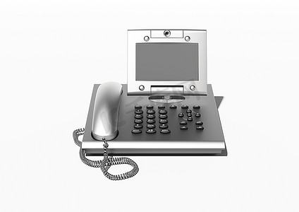 时尚的办公室电话，带文案空间(金属现代风格的办公室电话，大屏幕)