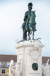 葡萄牙里斯本Praca do Comercio商业广场何塞一世国王雕像