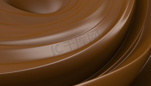 巧克力漩涡波背景清洁详细渲染。
