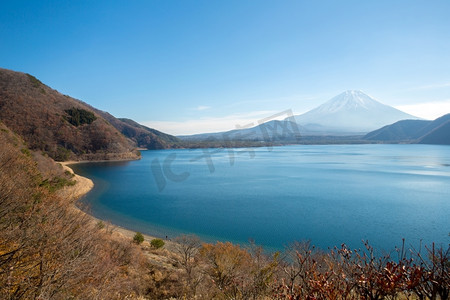 日本山梨市的富士富士山，有本州湖