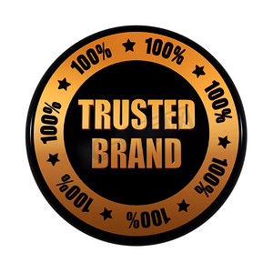 金色黑色圆圈标签中值得信赖的品牌 100%