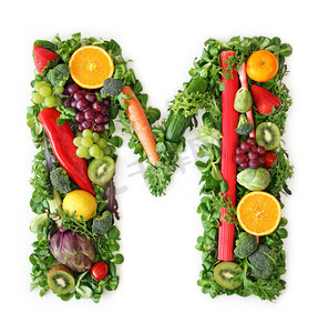 verdura摄影照片_水果和蔬菜的字母表