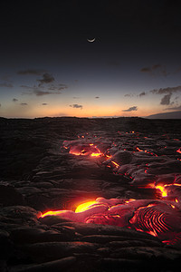 夏威夷基拉韦厄火山的熔岩流
