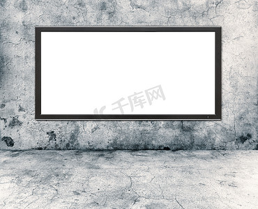 玉雕电视墙摄影照片_灰色混凝土墙和等离子电视
